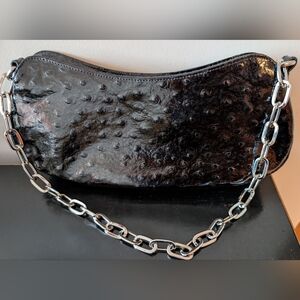 Chic Black Textured Leather Shoulder Bag